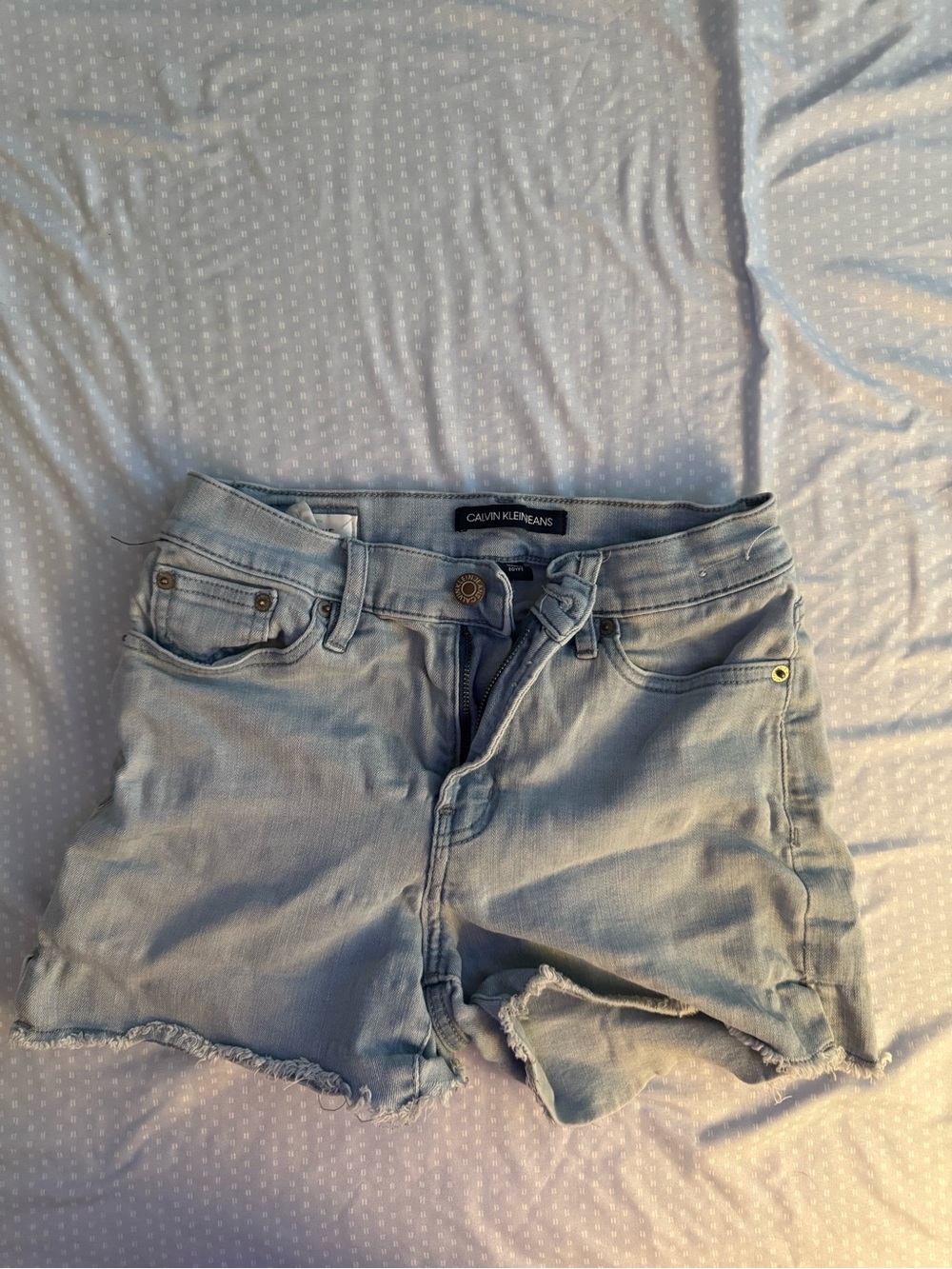 Calvin Klein Jeans Pale Blue Denim Shorts with Mint Accent